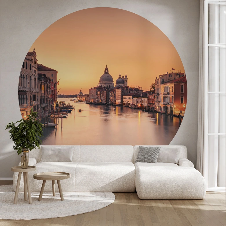 Fototapete Sonnenuntergang in Venedig - Zhang - Rund - Selbstklebend/Vlies 