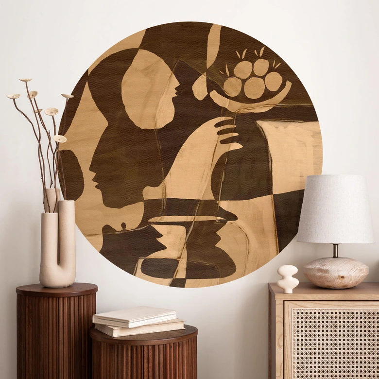 Sticker mural Composition abstraite dans des tons chauds de terre - Al Dafai - Rond 