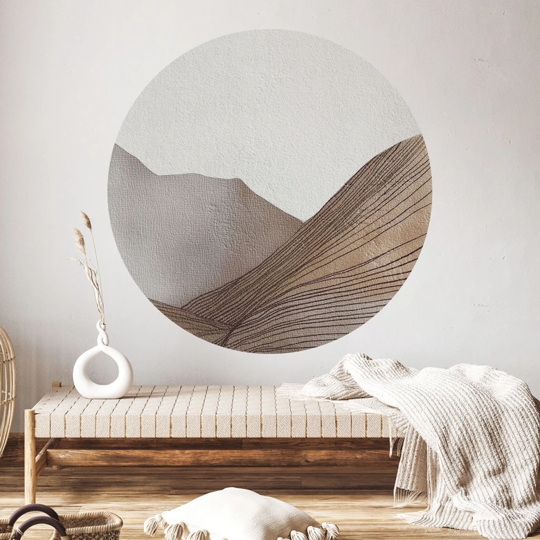 Wandtattoo Minimalistische Bergskizze - Alma - Rund 