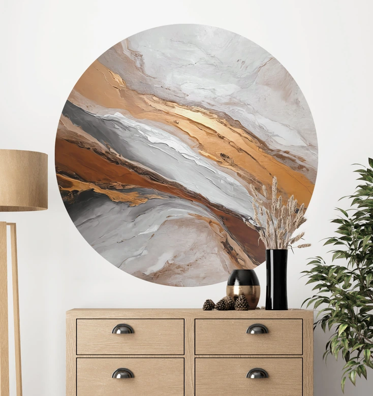 Vinilo decorativo cielo y tierra en colores fluidos - Taller Alpenglow - Redondo 