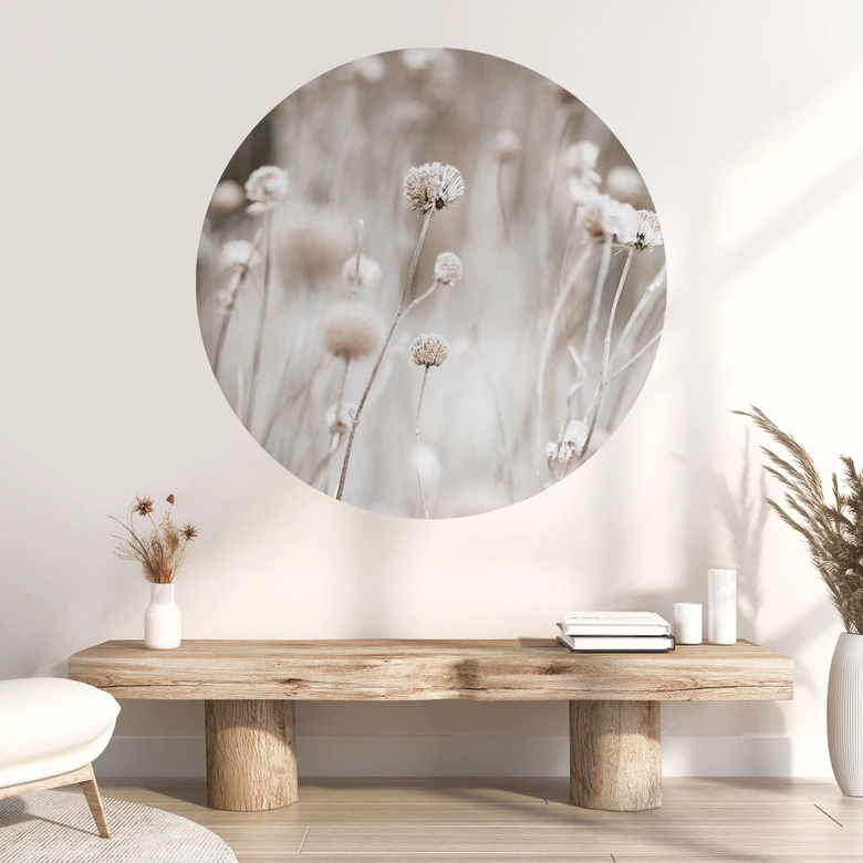 Sticker mural Fleurs séchées dans des tons doux - Annie - Rond 