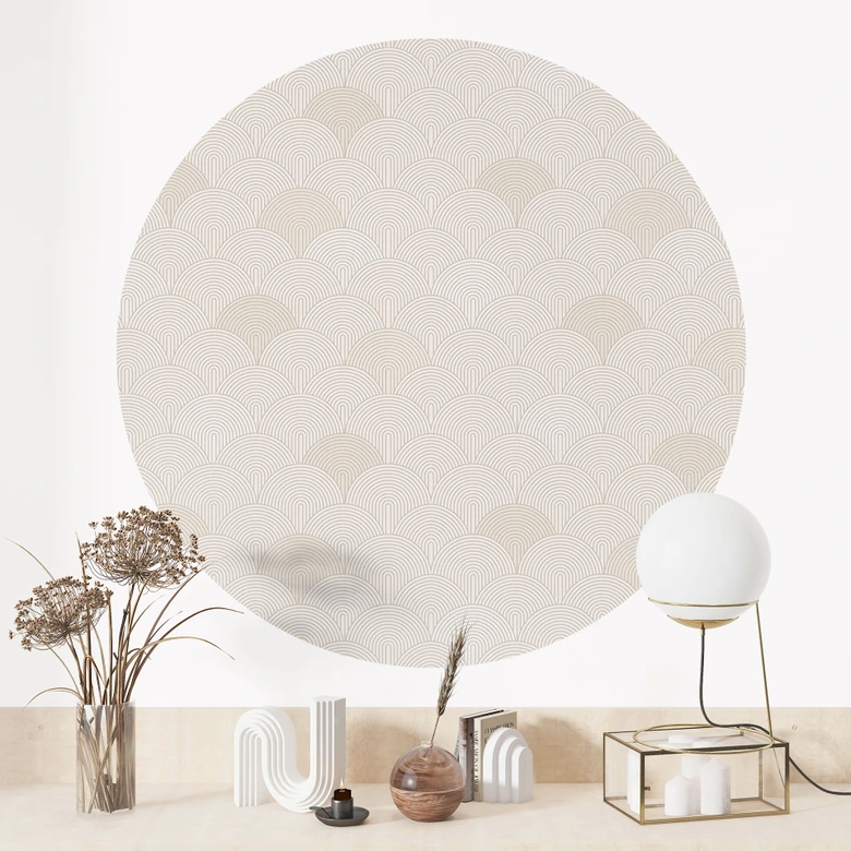Wandtattoo Abstrakte Halbkreise in Soft Beige - Bloomery Decor - Rund 
