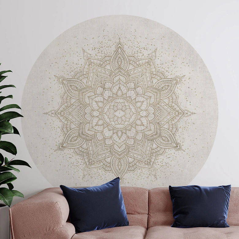 Wandtattoo Boho Ornament in Leinenoptik, Mandala - Bloomery Decor - Rund 