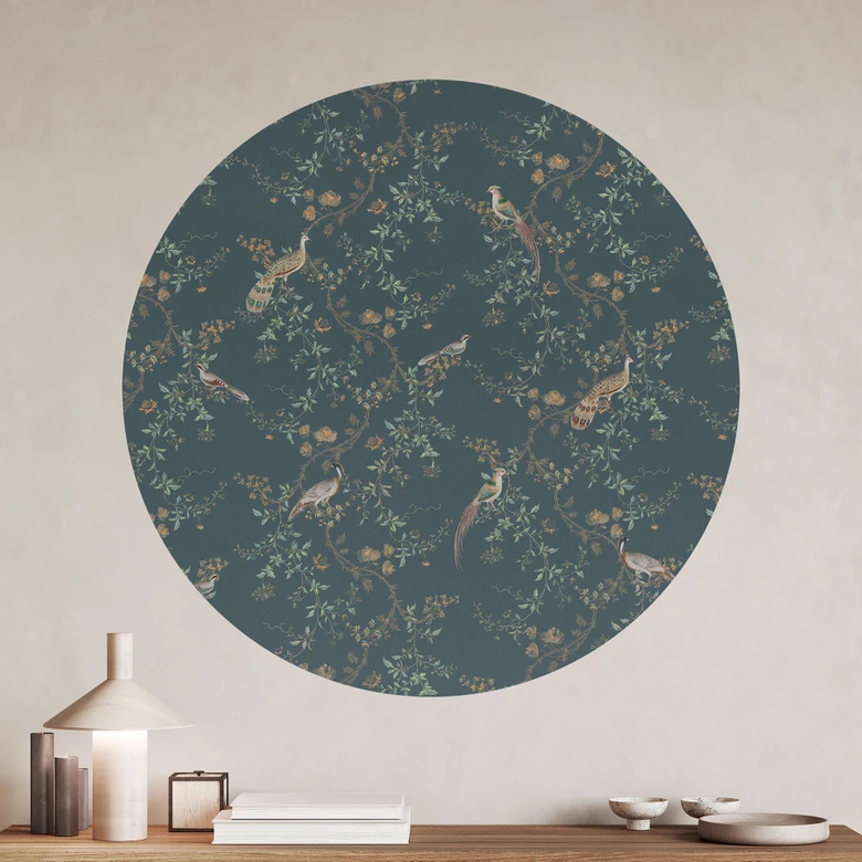 Sticker mural Oiseaux exotiques dans la forêt - Décor Bloomery - Rond 