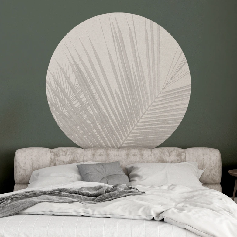 Sticker mural feuilles de palmier en lin - Bloomery Decor - Rond 