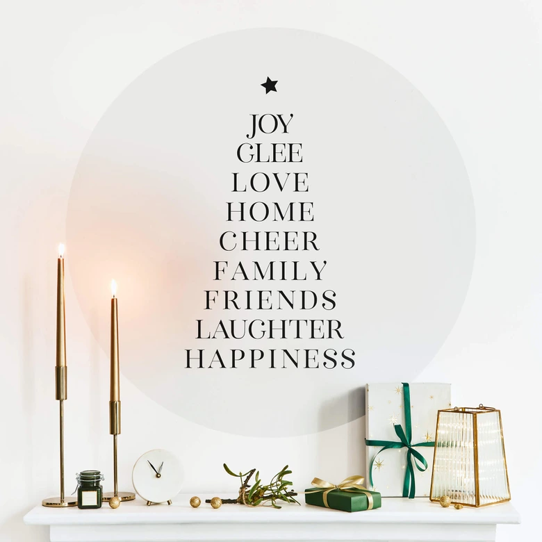 Wandtattoo Spruch - Weihnachtsbaum Typografisch Rund - Blursbyai 