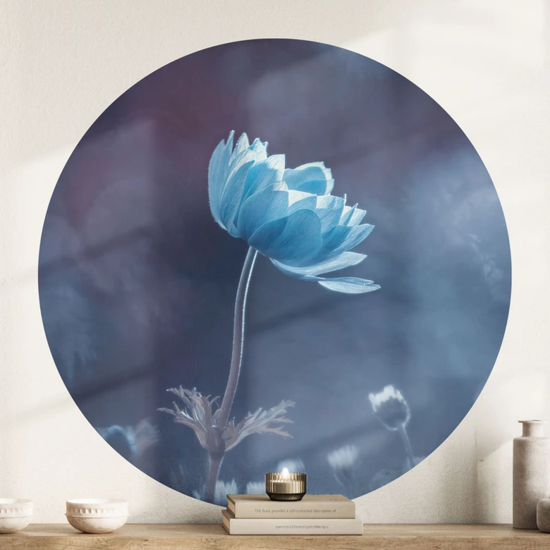 Vinilo decorativo La flor azul - Bravin - Redondo 