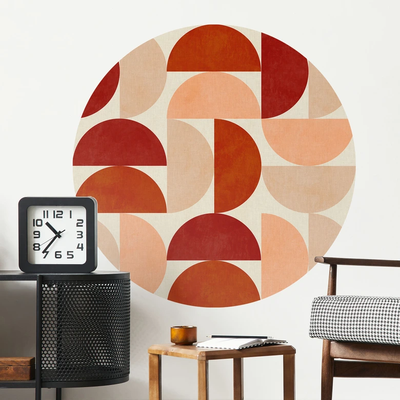 Sticker mural Demi-cercles abstraits dans des tons naturels chauds - Bré - Rond 