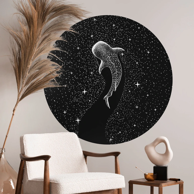 Wandtattoo Walhai im Ozean der Sterne - Cakir - Rund 