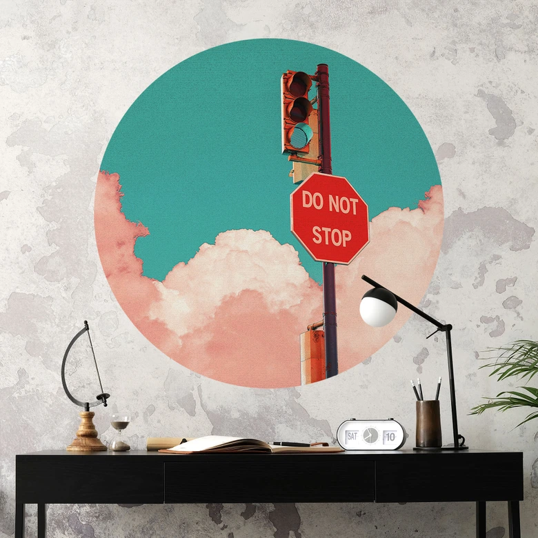 Muursticker Do Not Stop - Bord voor turquoise blauwe lucht - CosmoZach 