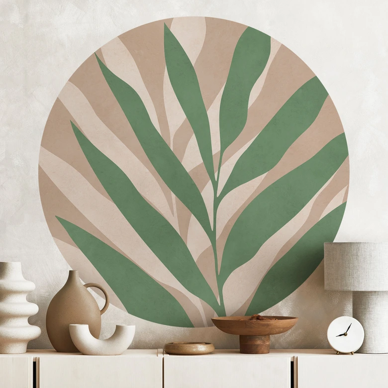 Wandtattoo Tropische Zweige im sanften Farbspiel - Costa - Rund 