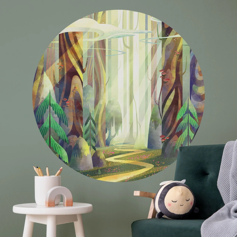 Wandtattoo Verwunschener Wald im Licht - DigitalArtsi - Rund 