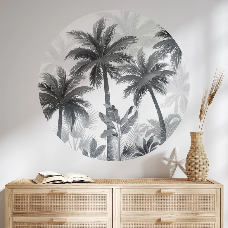 Exotiskt palmlandskap Wallsticker - Rund 