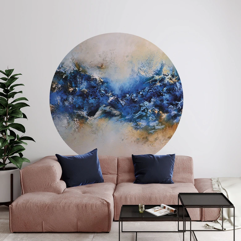 Autocollant mural Interaction bleu et or - Fedrau - Rond 