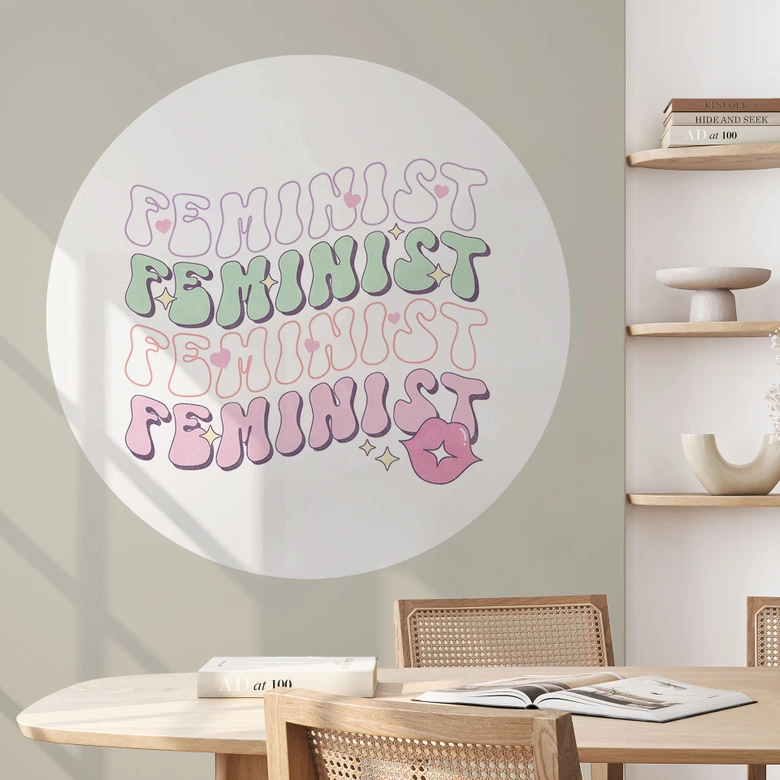 Wall sticker Feminist kissing mouth Pop Art - Round 