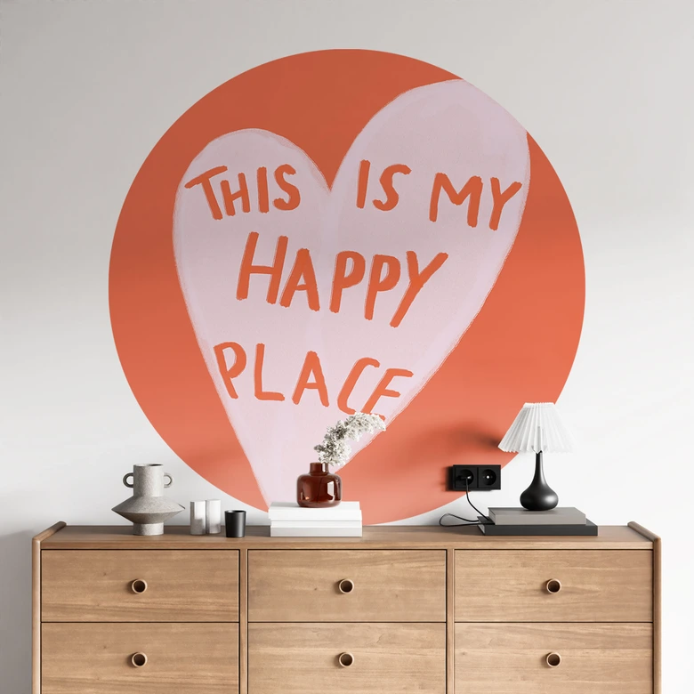 Vinilo decorativo This is my happy place with heart - Fritsch - Redondo 
