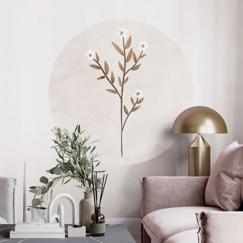 Wallsticker Illustration av blommor - Förgätmigej - Goed Blauw - Rund 