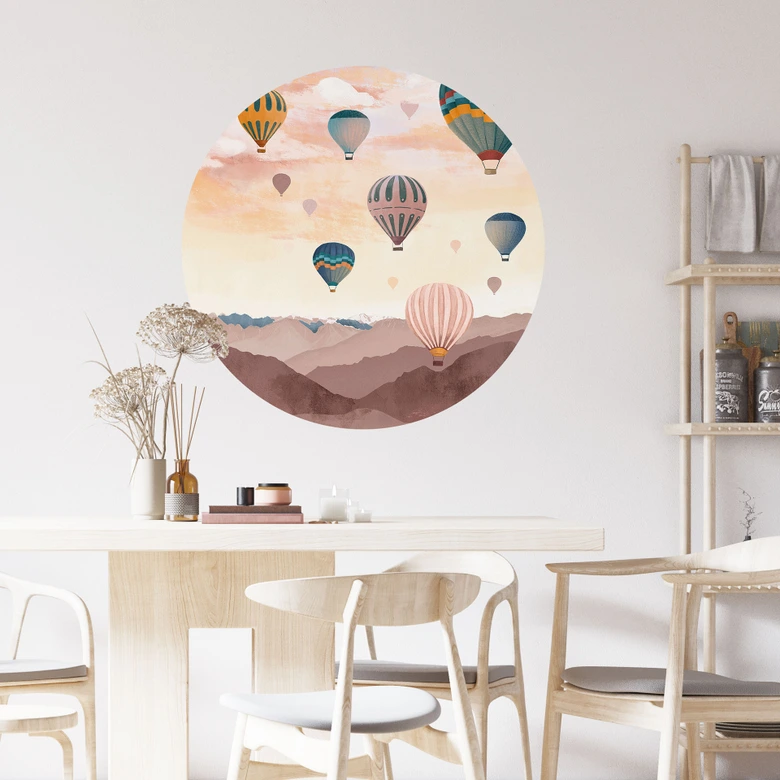 Vinilo decorativo Alto con los globos aerostáticos - Goed Blauw - Redondo 