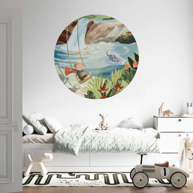 Wallsticker Gungor i naturoasen - Goed Blauw - Rund 