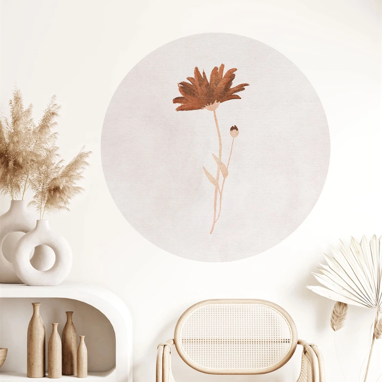 Vinilo decorativo Flor silvestre abstracta - Goed Blauw - Redondo 