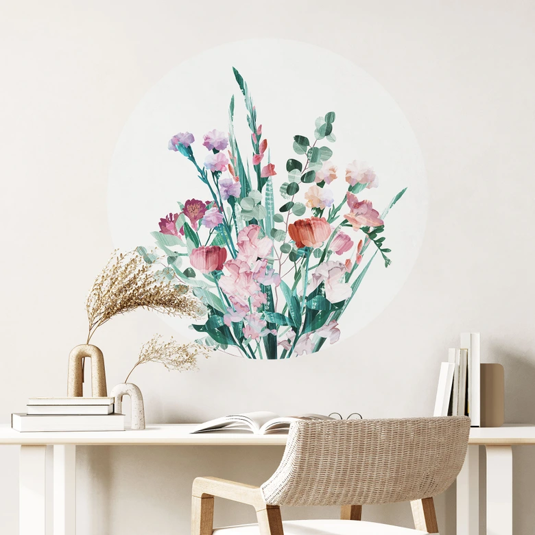Wandtattoo Wildblumen Bouquet im Frühling - Goed Blauw - Rund 
