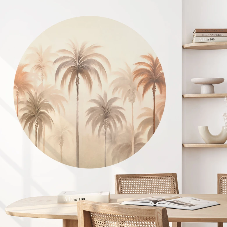 Vinilo decorativo paisaje tropical con palmeras - Haase - Redondo 