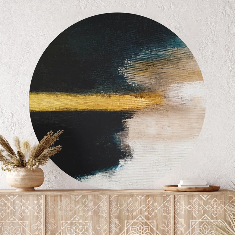 Vinilo decorativo pinceladas doradas y negras - Haniff - Redondo 