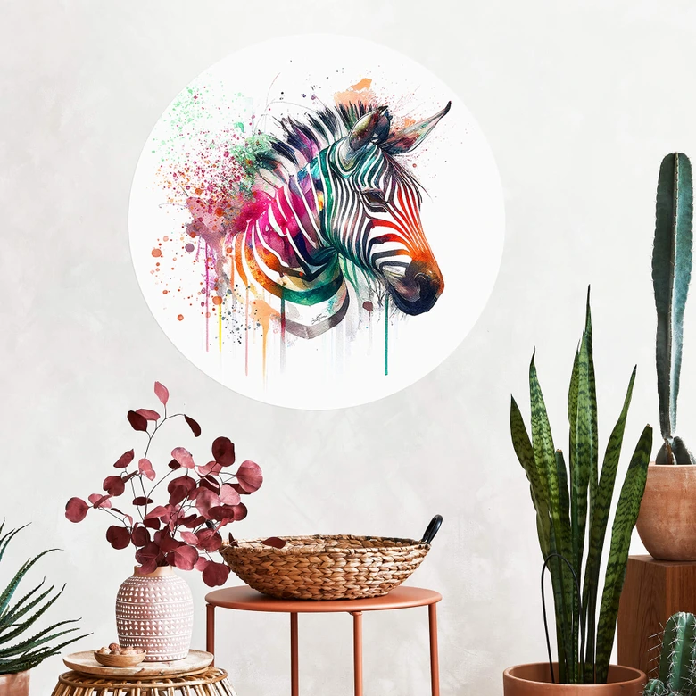 Sticker Mural Heine - Rainbow Zebra 