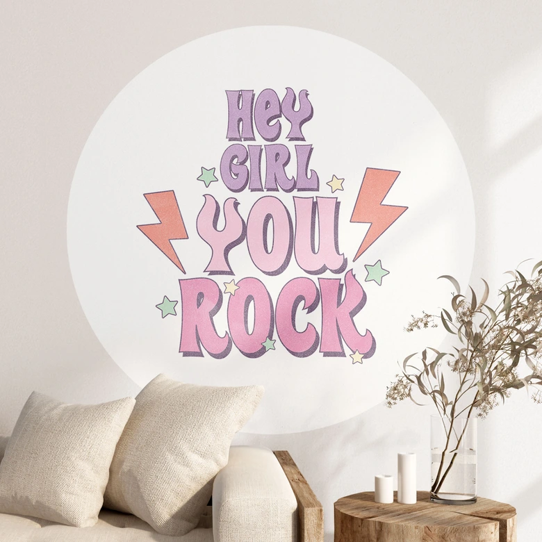 Wandtattoo Hey girl you rock - Rund 