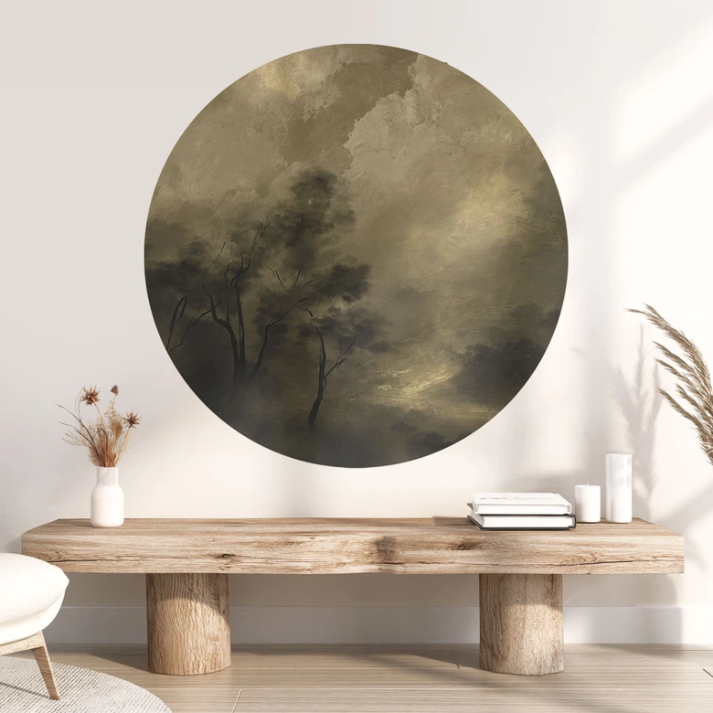 Wall sticker Trees in the twilight mist - Hobday - Round 