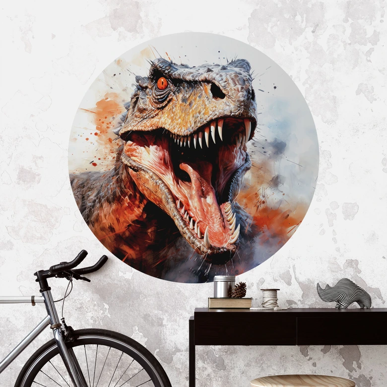 Dinosaurus Muursticker T-Rex: Het wilde gezicht van de prehistorie - Jaszke - Rond 