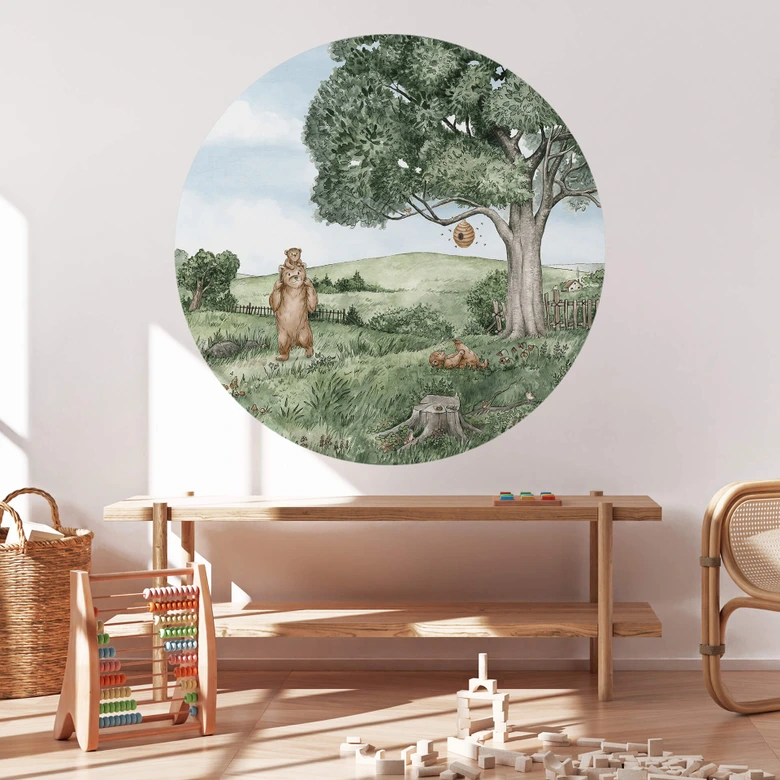 Kikki Belle Wallsticker - Björnar och bin - Rund 