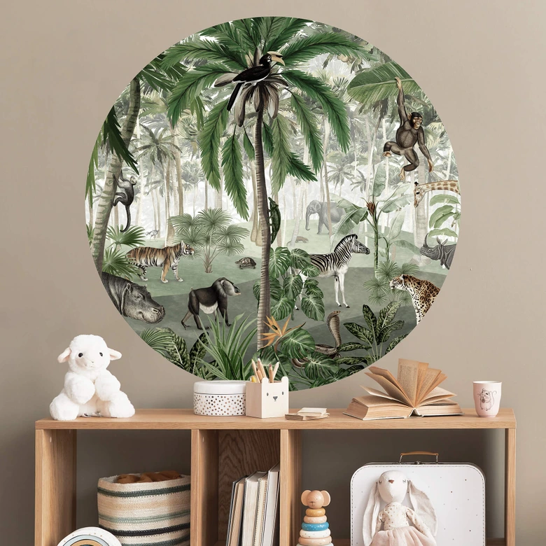 Muursticker rond Kikki Belle - Zoeken in de Jungle 