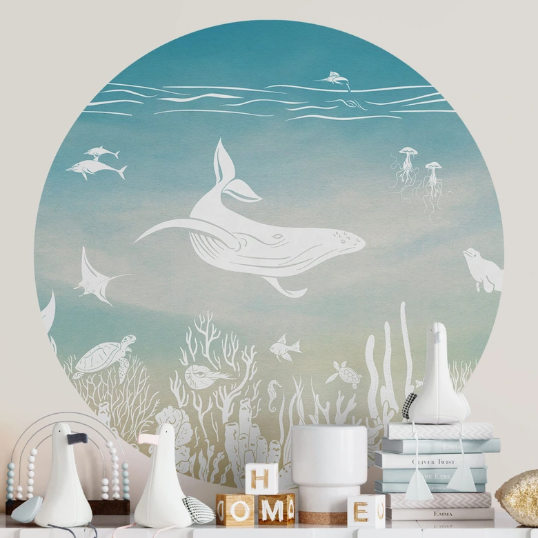Wallsticker undervattensvärld paradis - Ombre - Kikki Belle - Rund 