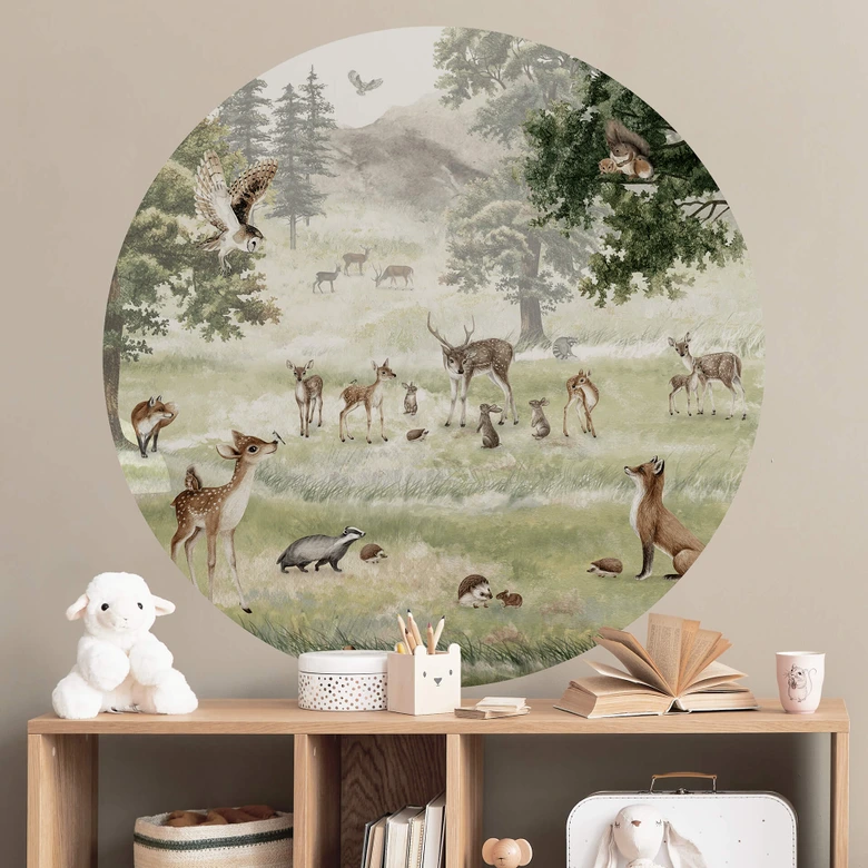 Wallsticker Kikki Belle - Forest fun - Rund 