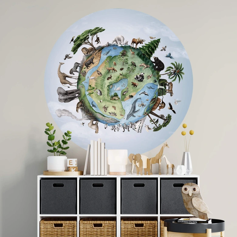 Muursticker rond Kikki Belle - Animals around the World 