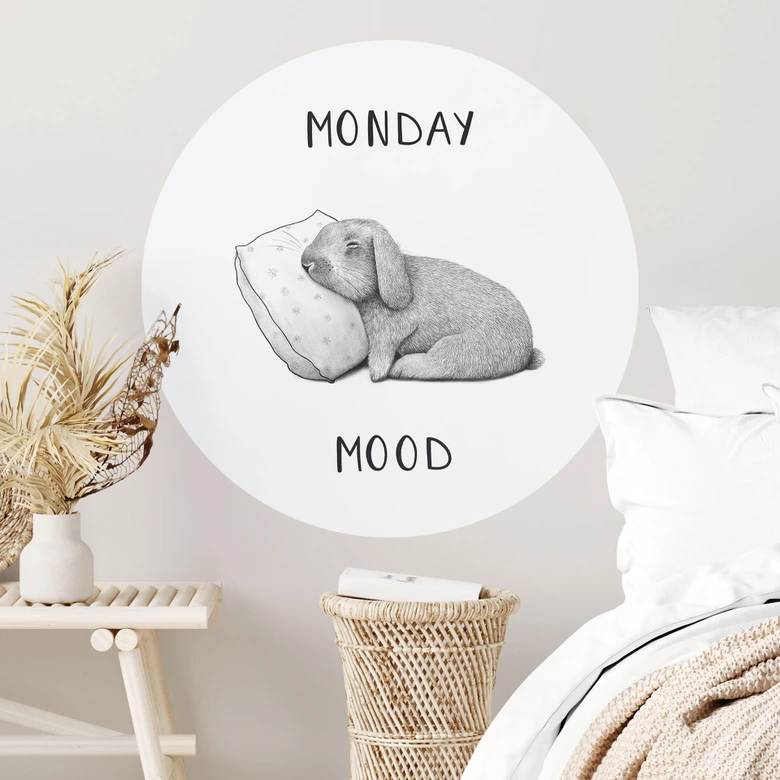 Wandtattoo Monday mood - Hase am Montagmorgen - Korenkova - Rund 