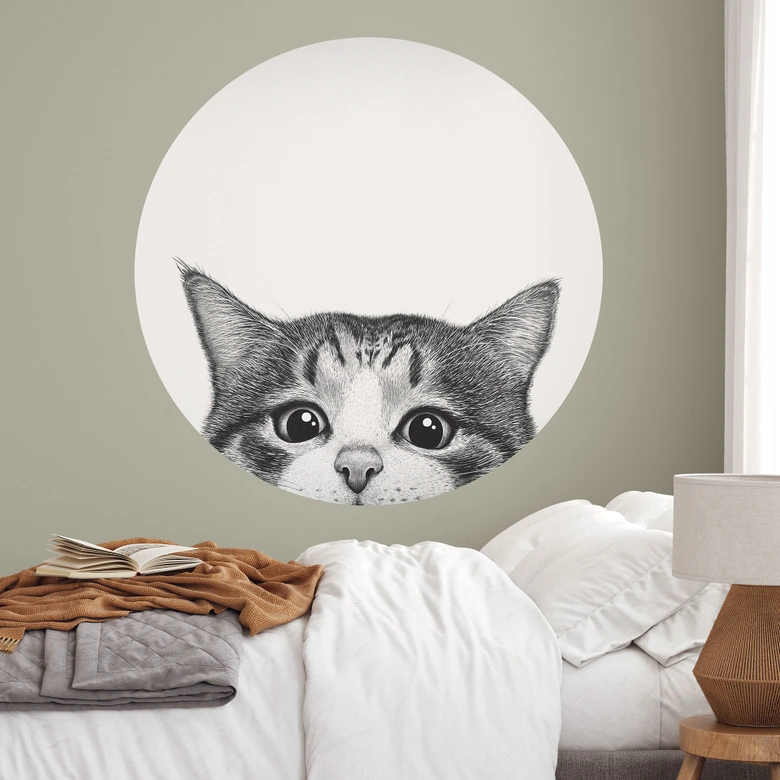 Vinilo decorativo Gato curioso - Korenkova - Redondo 
