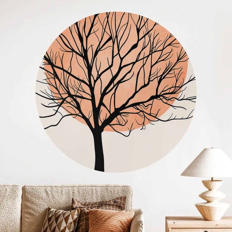 Wandtattoo Apricotfarbene Sonne - Kubistika - Rund 