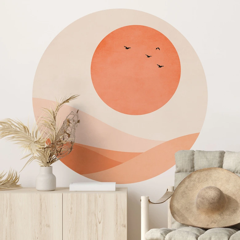 Wall Sticker  Harmonisk landskab orange - Kubistika 
