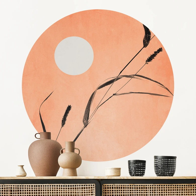 Wall Sticker  Siv i ferskenfarvet solskin - Kubistika 