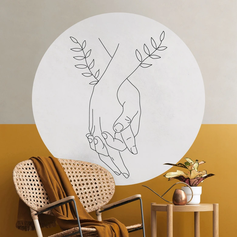 Wall sticker Line Art - Lovers holding hands - Lizde 
