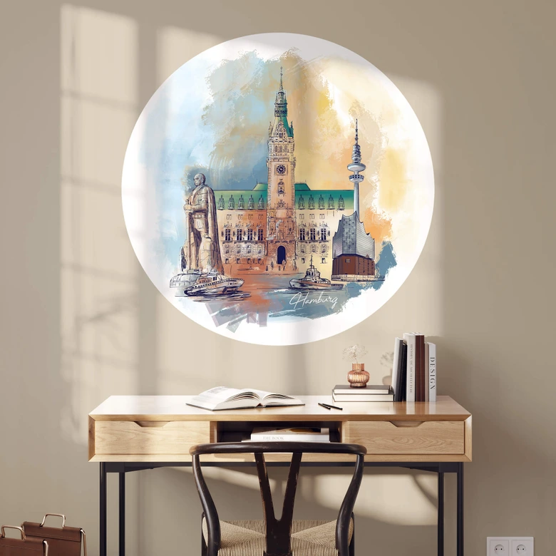 Wallsticker Hamburg - Rund - Love your City 