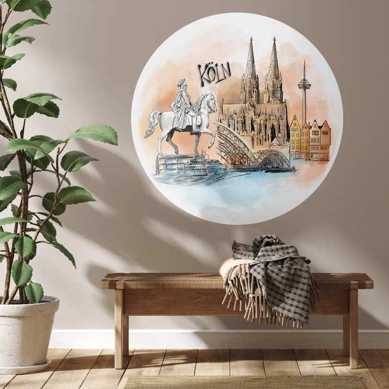 Wallsticker Köln - Rund - Elsk din by 