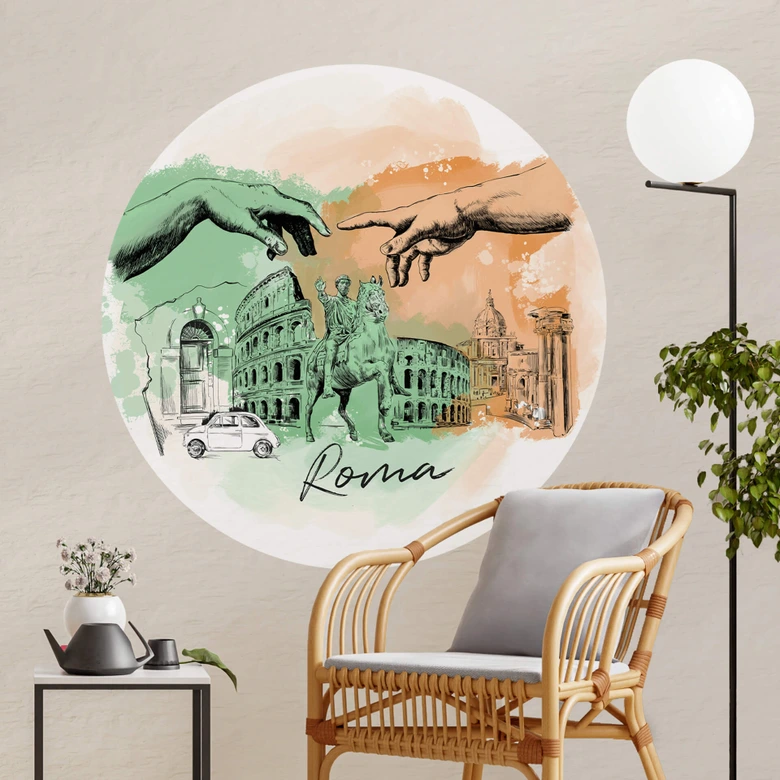 Wallsticker Roma - Rund - Elsk din by 