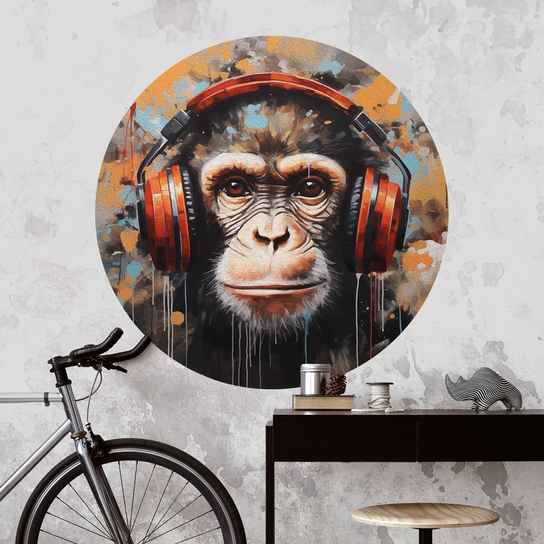 Vinilo decorativo DJ mono con auriculares - Magnusson - Redondo 