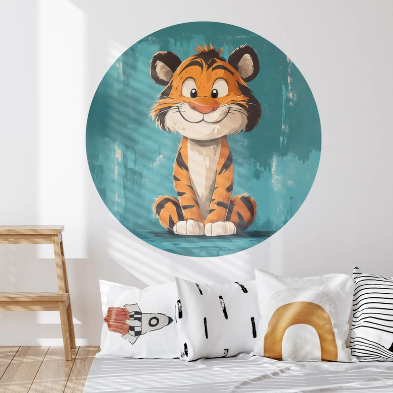 Wallsticker för barnrum Glad tigerunge - Magnusson - Rund 