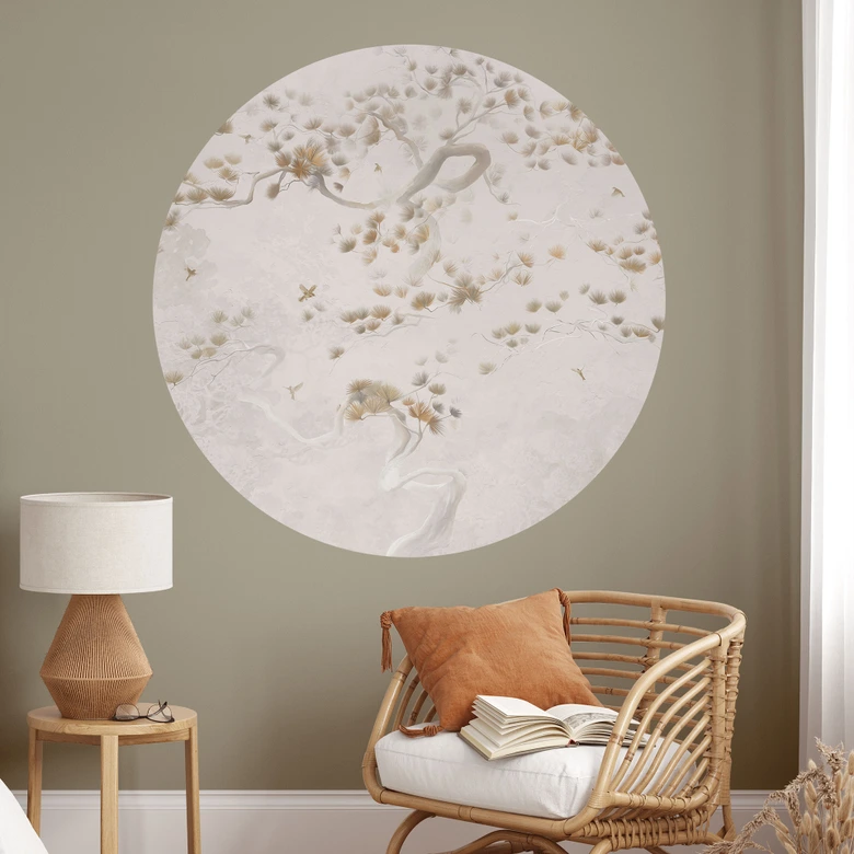 Wandtattoo Elegante Kiefer im asiatischen Stil - Ms Tiff - Rund 