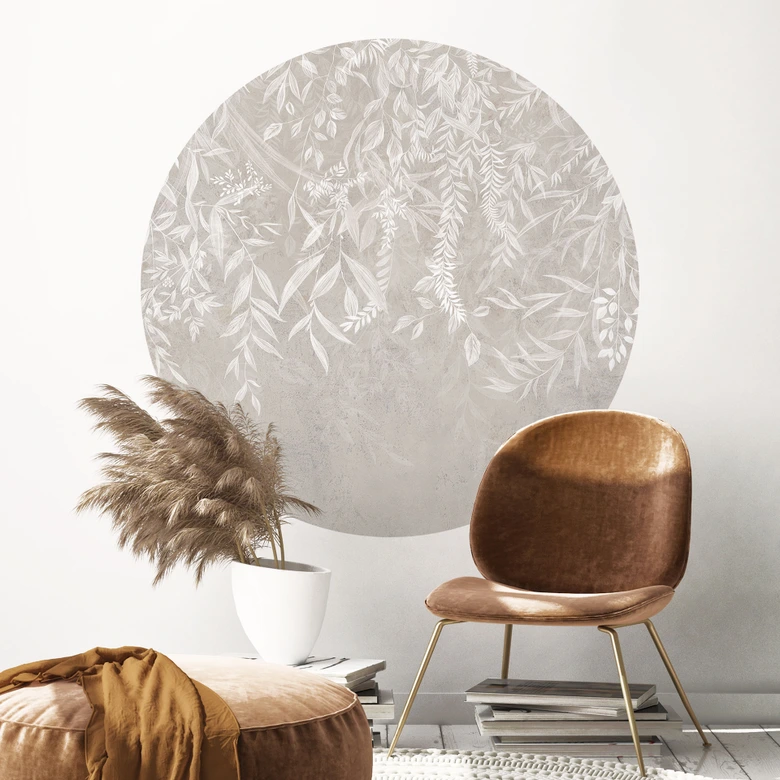 Wandtattoo Elegante Weidenzweige in Beige - Ms Tiff - Rund 