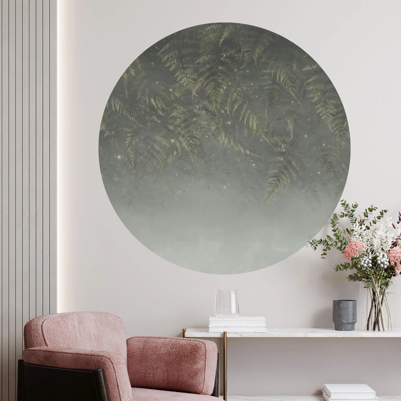 Wandtattoo Farn im Nebelwald in Grün - Ms Tiff - Rund 